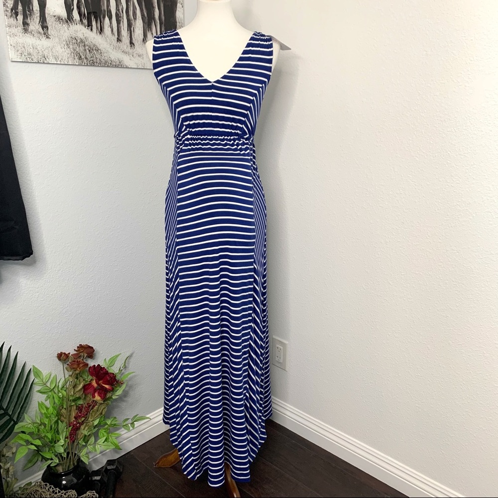 Isabel by Ingrid Striped Tank Maternity Dress Blue - Picture 2 of 13